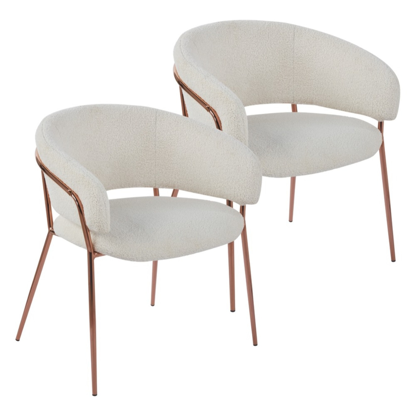 Set 2 sedie in tessuto teddy crema con gambe metallo - Cloud