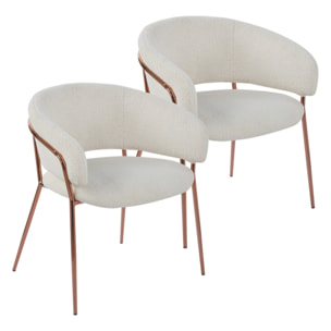 Set 2 sedie in tessuto teddy crema con gambe metallo - Cloud