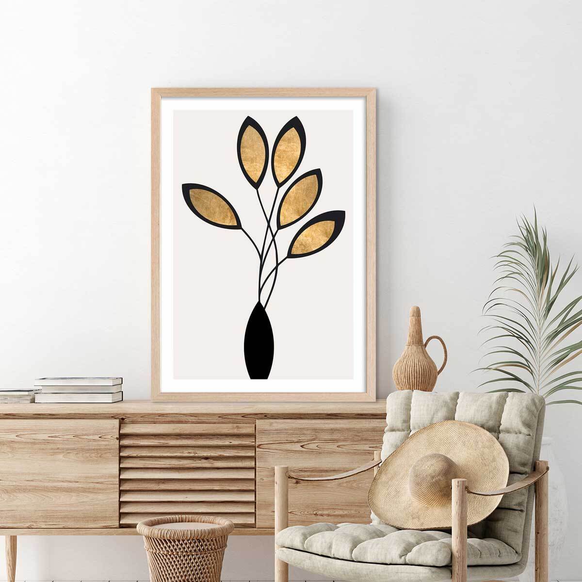 Poster bouquet de bronze Affiche sous cadre bois