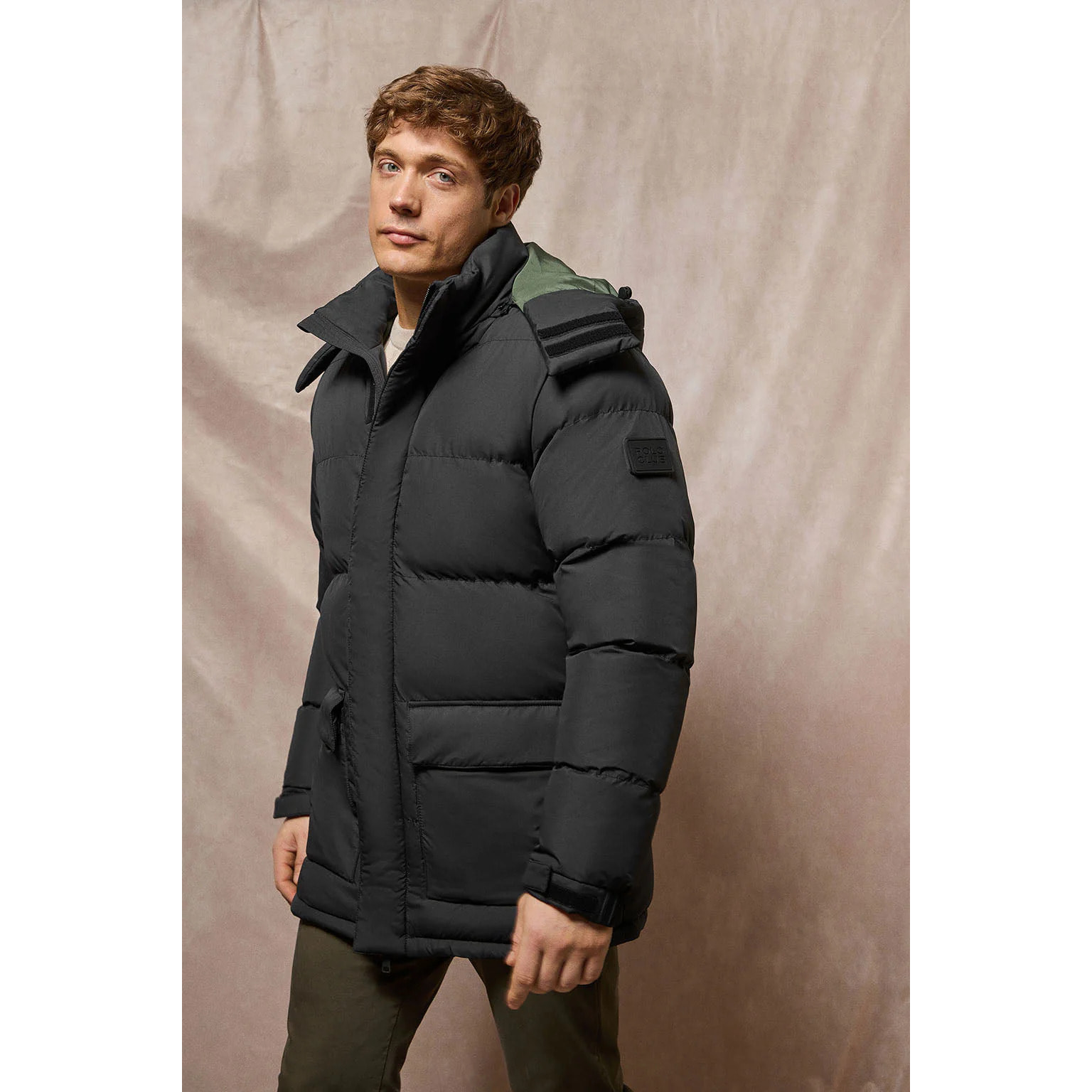 Giacca Midtown nera con cappuccio staccabile e particolari Polo Club