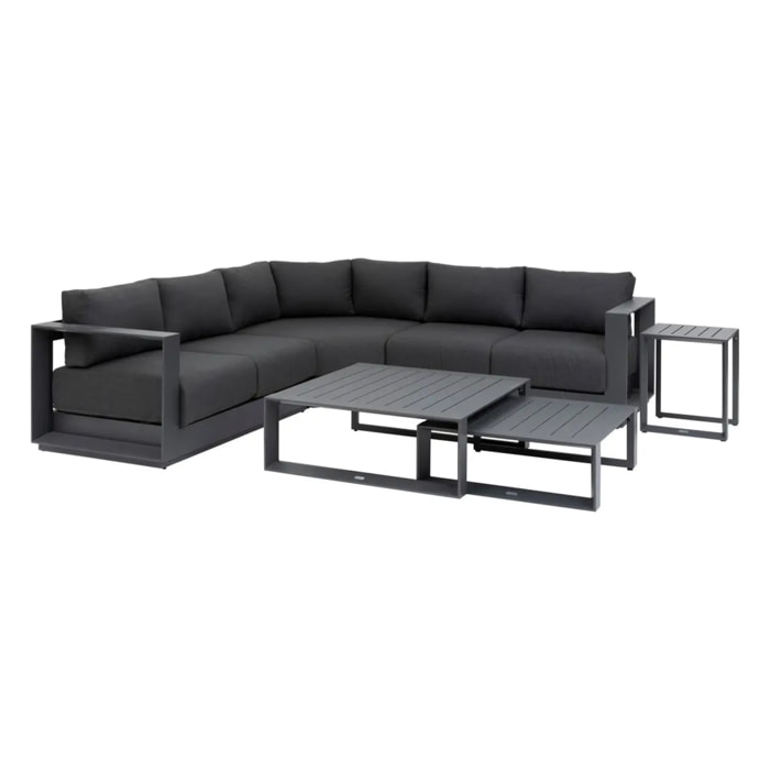 Salon d'angle de jardin "Allure" graphite 5 places en aluminium et polyester