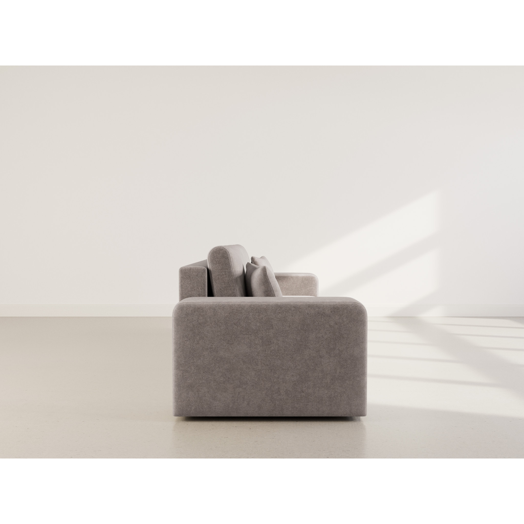 Nicole - Canapé droit 4 places convertible avec coffre en tissu - Gris clair