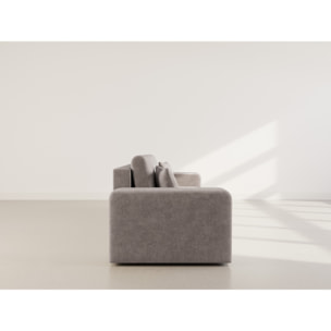 Nicole - Canapé droit 4 places convertible avec coffre en tissu - Gris clair