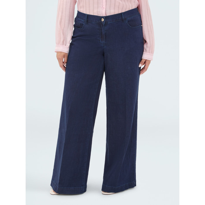 Fiorella Rubino - Jeans Wide Leg lavado azul marino - Azul