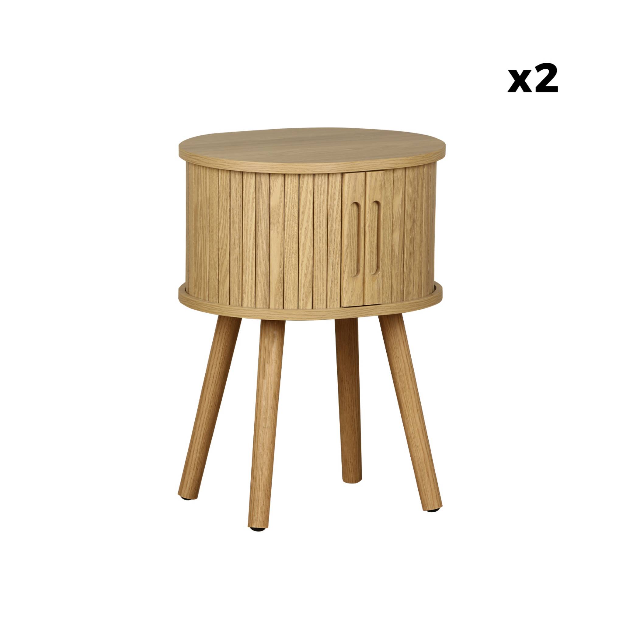 Table de chevet scandinave décor bois 2 portes coulissantes (lot de 2) LEGACY