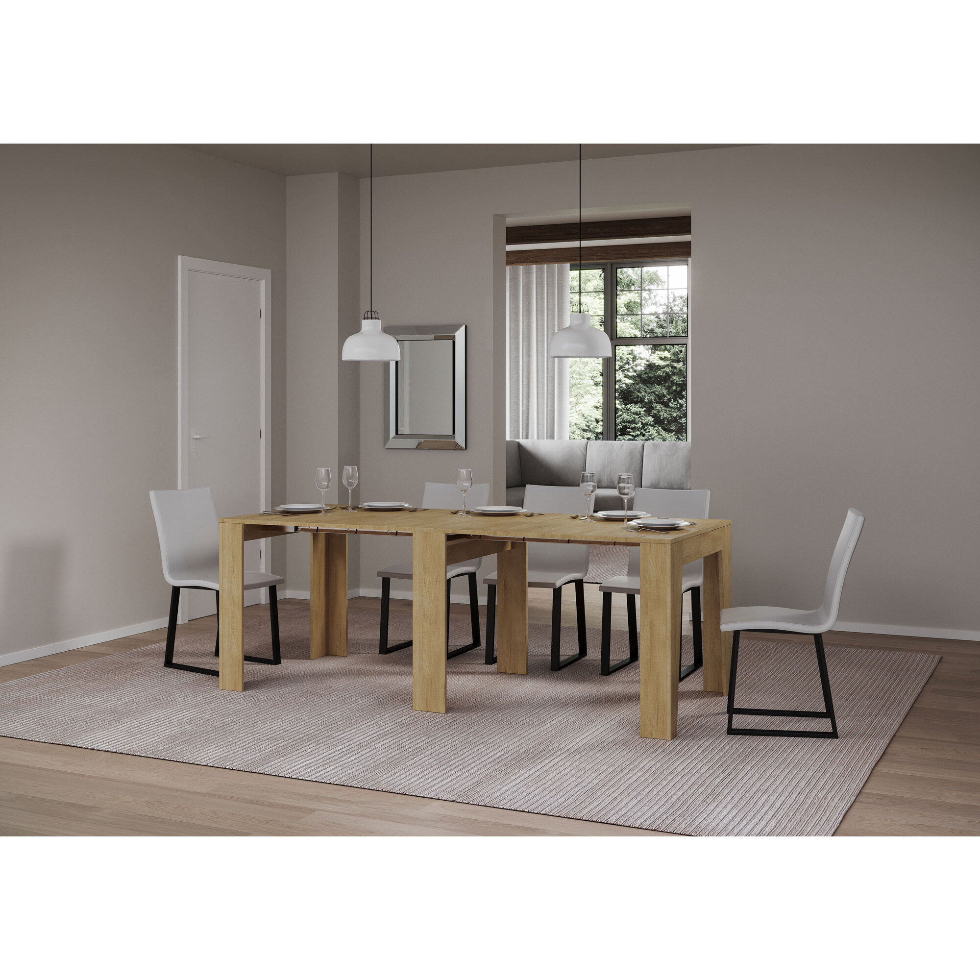 Consola extensible 90x25/181cm Narrow Roble Natural