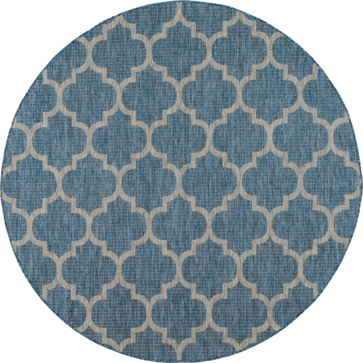 Moa- tapis d'extérieur rond bleu à motif gris