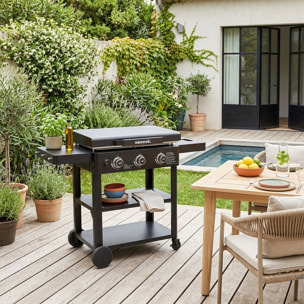 Plancha gaz 3 brûleurs acier inoxydable 12kW avec chariot RAOUL