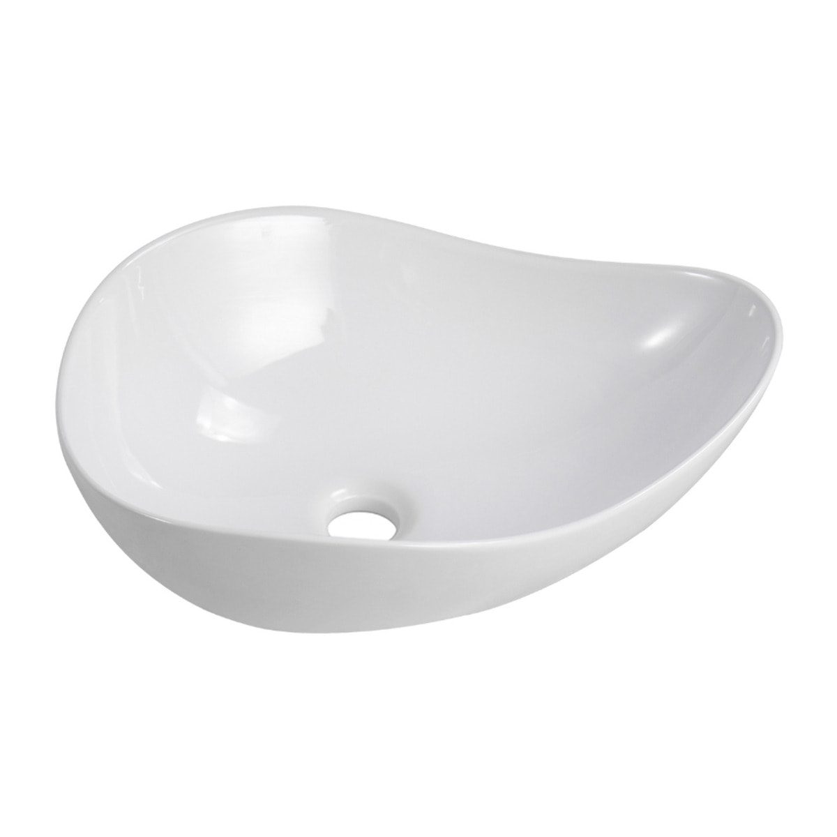 Vasque à poser design asymétrique 50,5 x 38 x 19 cm sans trop-plein blanc brillant PixL (CEPX5038)