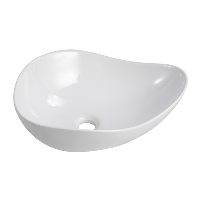 Vasque à poser design asymétrique 50,5 x 38 x 19 cm sans trop-plein blanc brillant PixL (CEPX5038)
