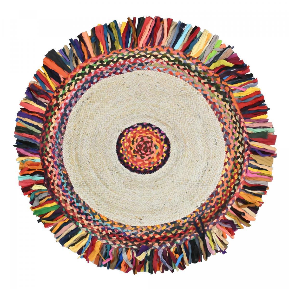 Tapis kilim rond fabriqué à la main en jute ORA