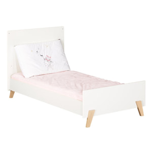 Lit évolutif 140x70 - Little Big Bed sur pieds en bois blanc