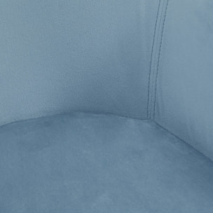 Chaises de visiteur design scandinave - lot de 2 chaises - pieds bois hévéa - assise dossier accoudoirs velours bleu