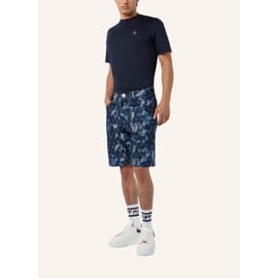 PHILIPP PLEIN Denim Shorts Jacquard Monogram