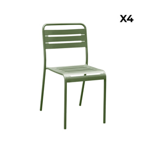 Table de jardin métal + 2 fauteuils et 4 chaises. vert. acier traitement anti rouille