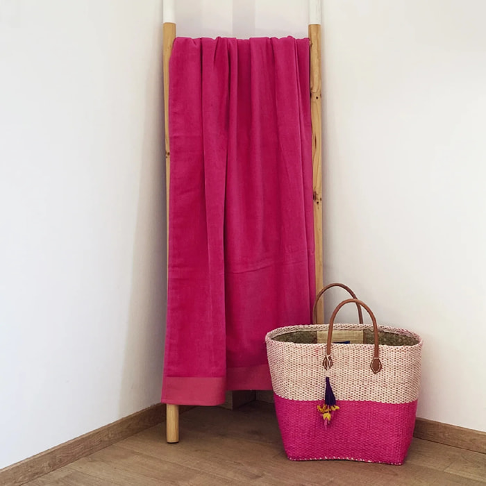 Serviette de bain L éponge velours unie - Shady Fuchsia - 370g/m²