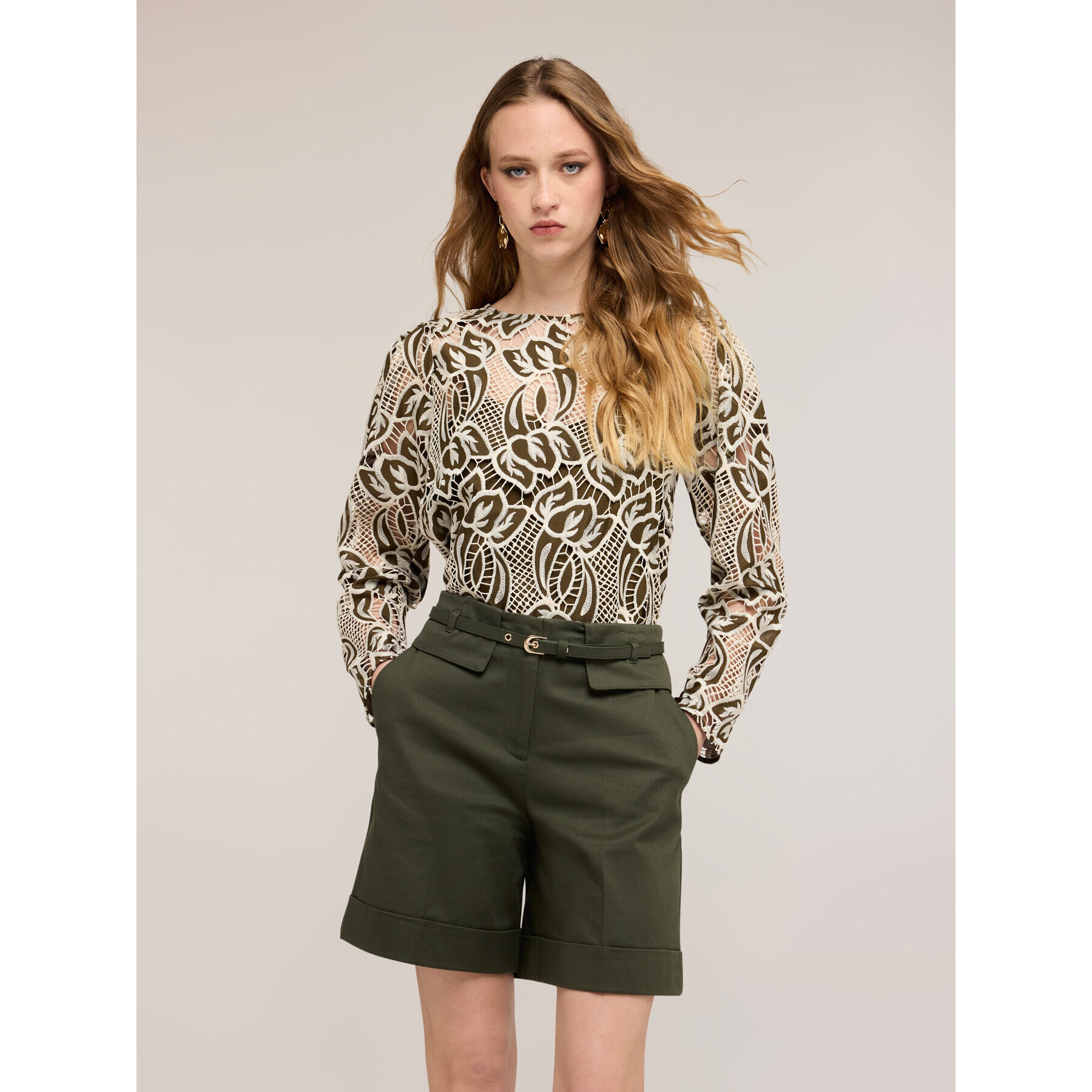 Motivi - Blusa in sangallo - Verde militare