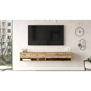 Mobile porta TV Dkechrid, Credenza da soggiorno, Armadio basso per TV, Base parete attrezzata, 180x32h29 cm, Quercia