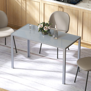 Mesa de Comedor de Cristal, Mesa Rectangular para 4-6 Personas con Patas de Metal, para Cocina, Salón, 120x60x75 cm, Gris