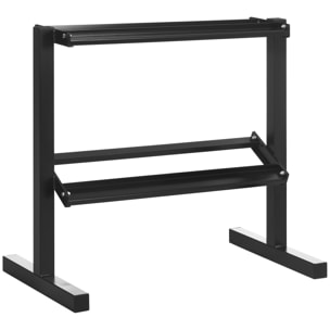 Estante para Mancuernas de 2 Niveles Soporte de Almacenamiento para Mancuernas de Acero para Gimnasio en Casa Carga 270 kg 92,5x50,5x80,5 cm Negro