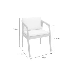 Lot de 2 fauteuils de jardin beige ZAMARA en bois d'acacia. 53 x 62 x 73 cm