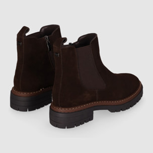 Botines de Serraje - Marron - Tacón: Bajo