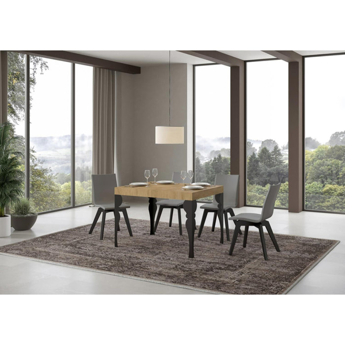 Mesa extensible 80x120/204 cm Paxon Roble Natural estructura Antracita