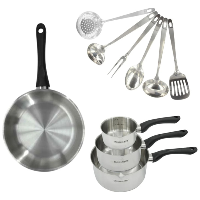 Set poêle, casseroles en inox et ustensiles inox Fackelmann Geneva