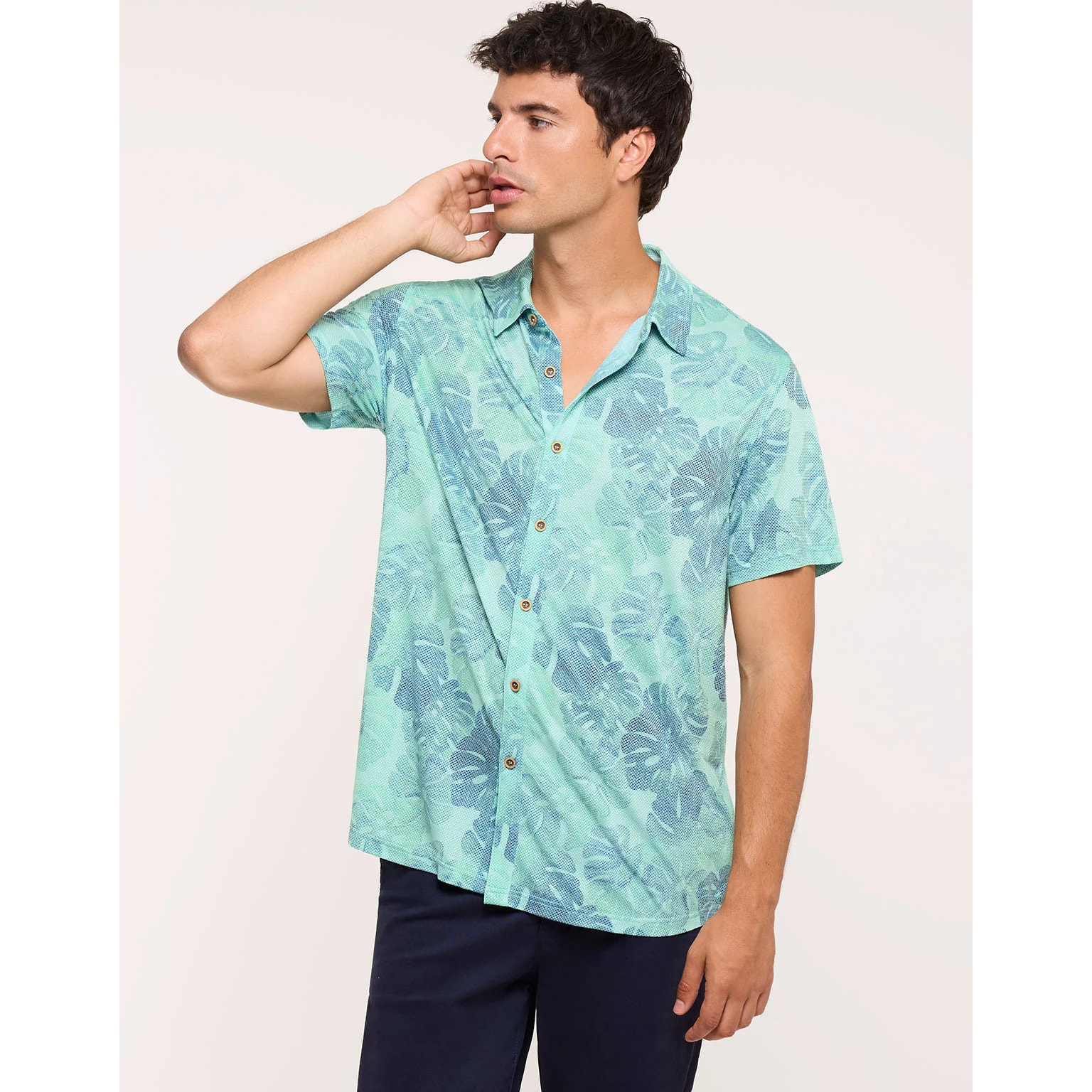 Camisa Manga Corta Turquesa - Folked