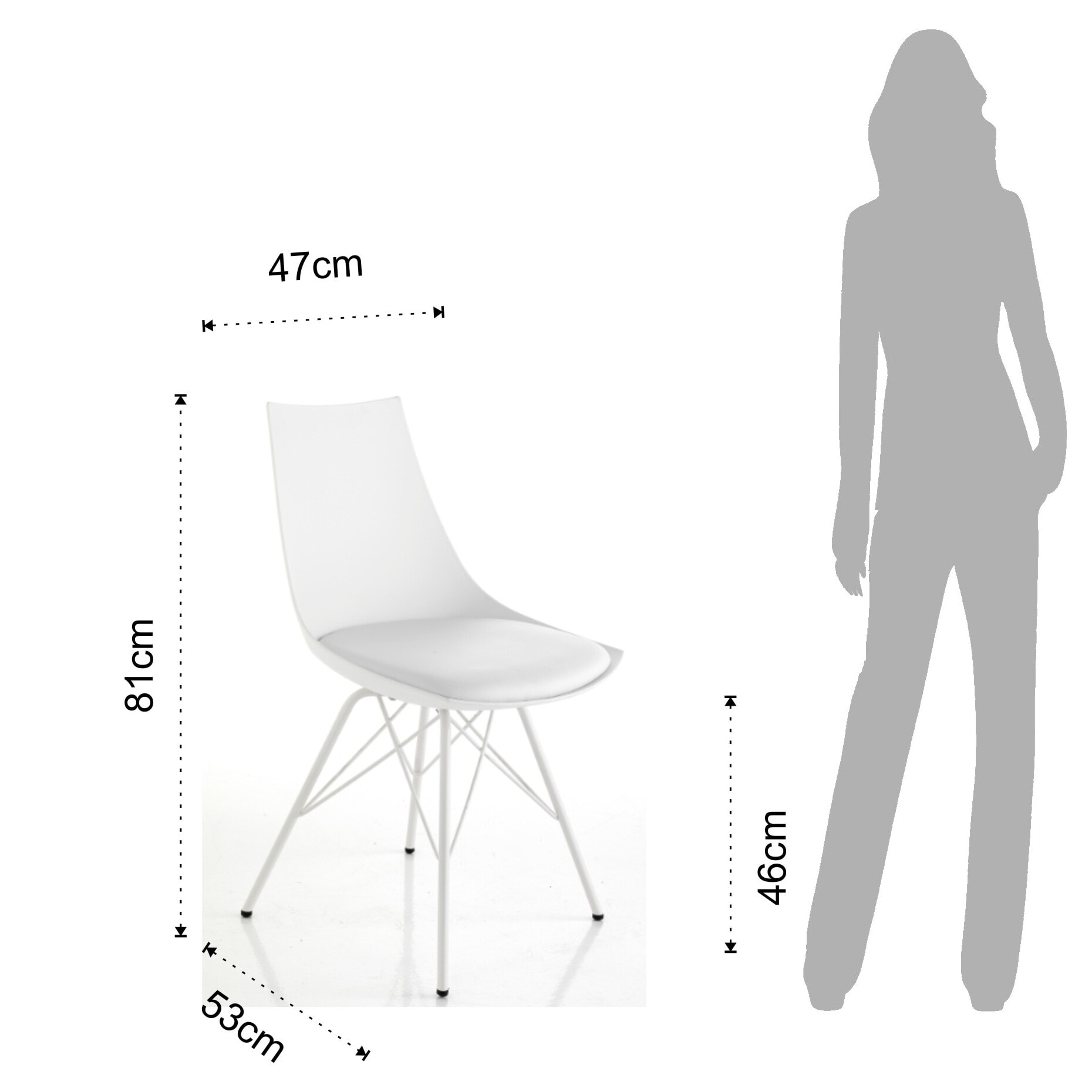 Lot de 2 chaises de salle à manger Tomasucci, KIKI, en polypropylène, blanc, 47 × 53 × 81 cm