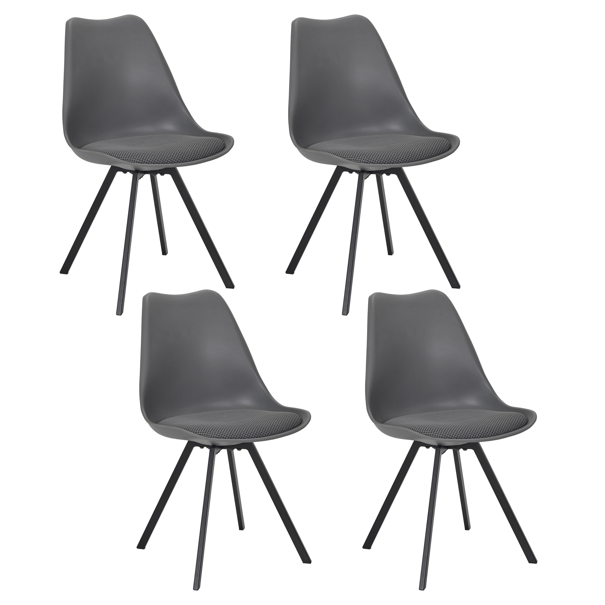 Chaise Avec Coussin Atome Gris - Lot De 4