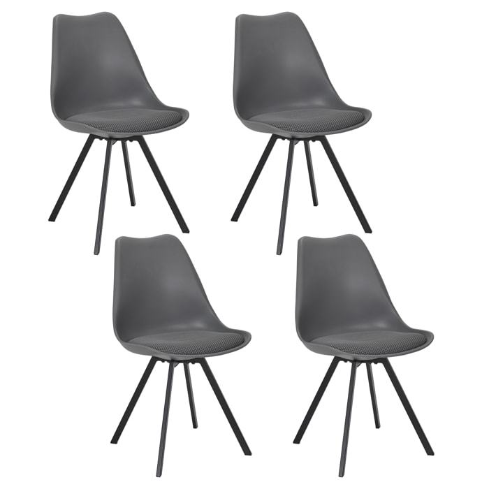Chaise Avec Coussin Atome Gris - Lot De 4