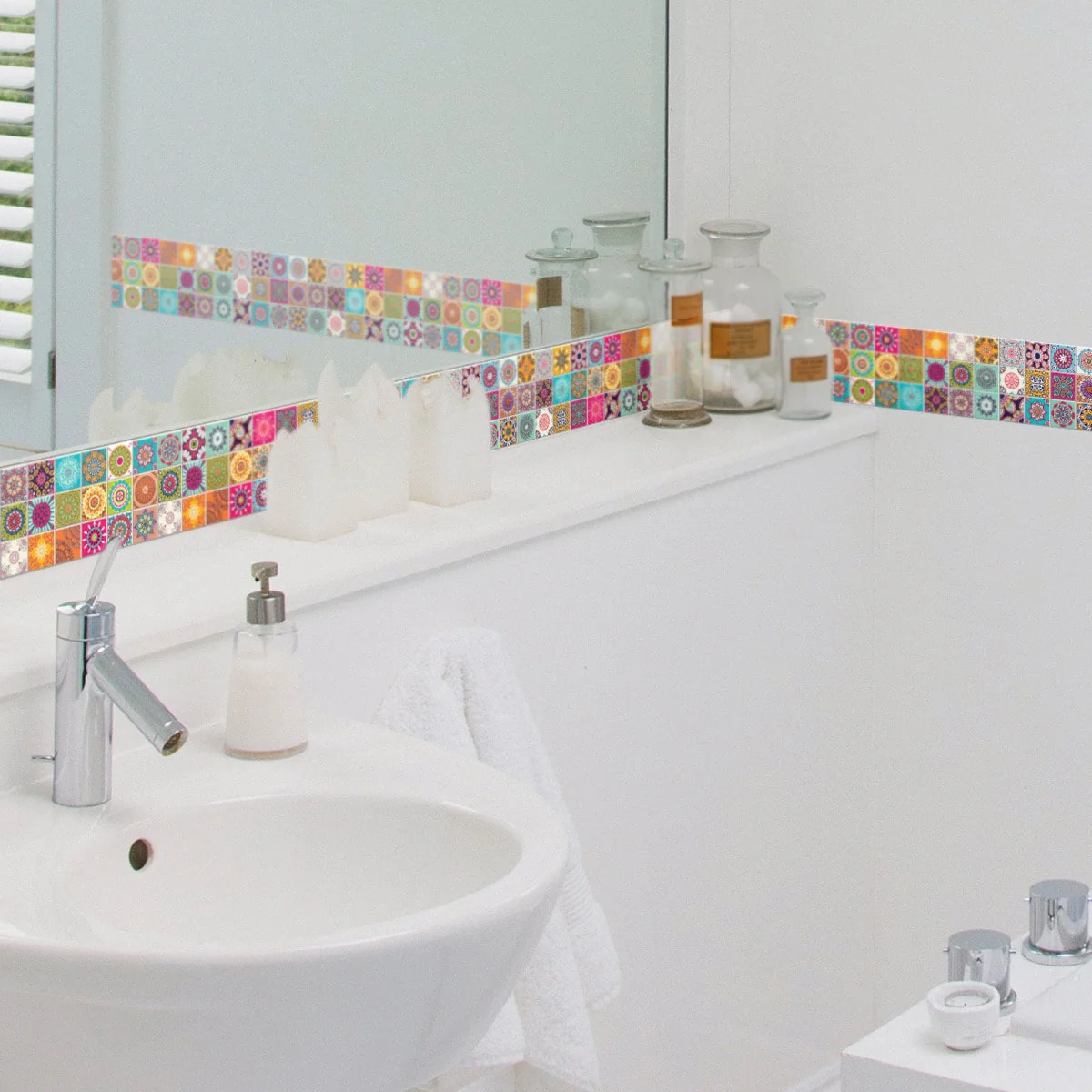 Sticker carrelage - Ambiance Sticker - CATARINA - Frises Mosaïque - 6 frises - 15x90cm