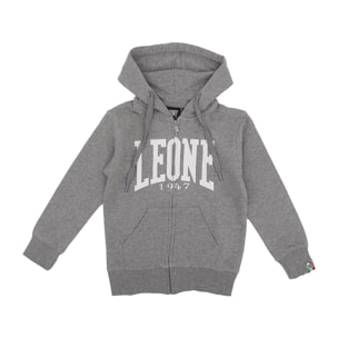 Felpa da bambino con cappuccio, full zip e logo Basic