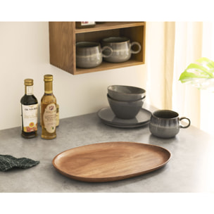 Vassoio decorativo in legno di acacia 39x28 cm — tono miele naturale