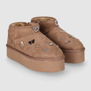 Botines de Tejido - Taupe - Tacón: 3 cm