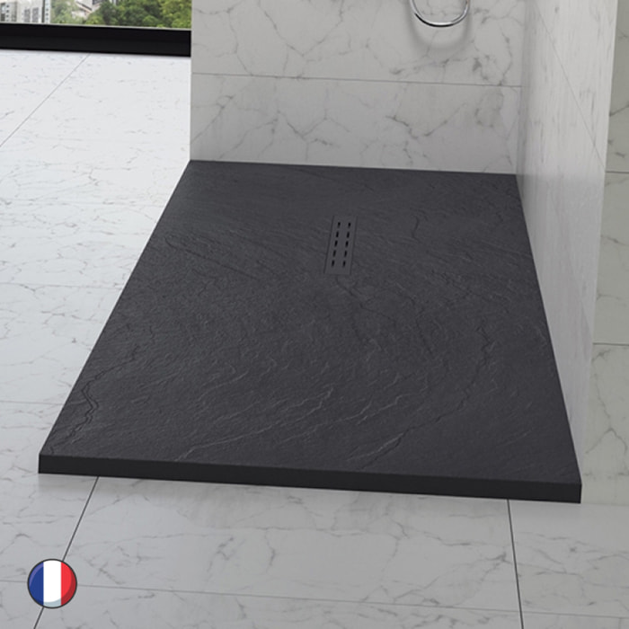 KINEDO Receveur antidérapant 140 x 90 Kinestone biolith rectangle gris anthracite