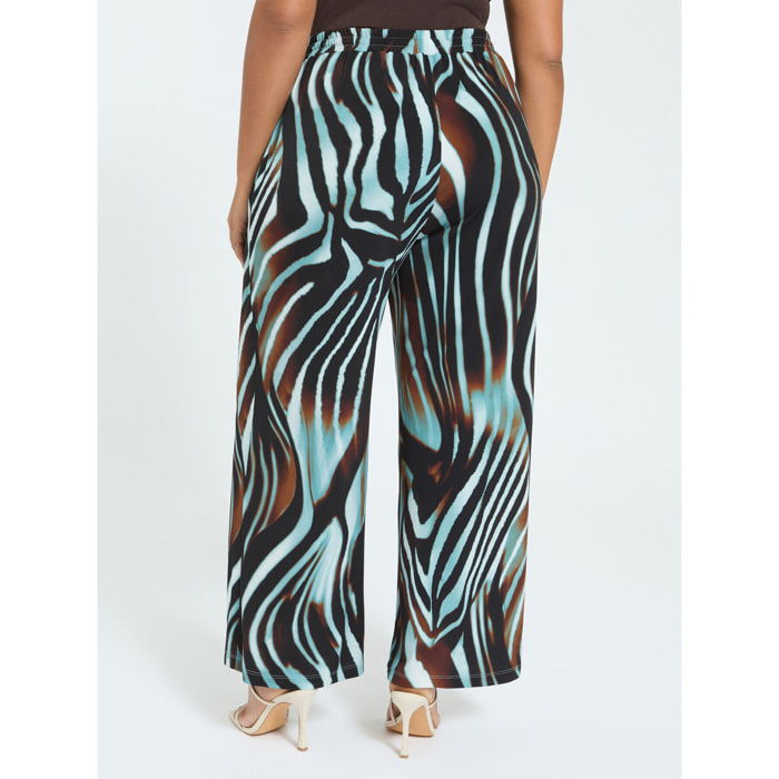Fiorella Rubino - Pantaloni palazzo zebrati in jersey - Marrone