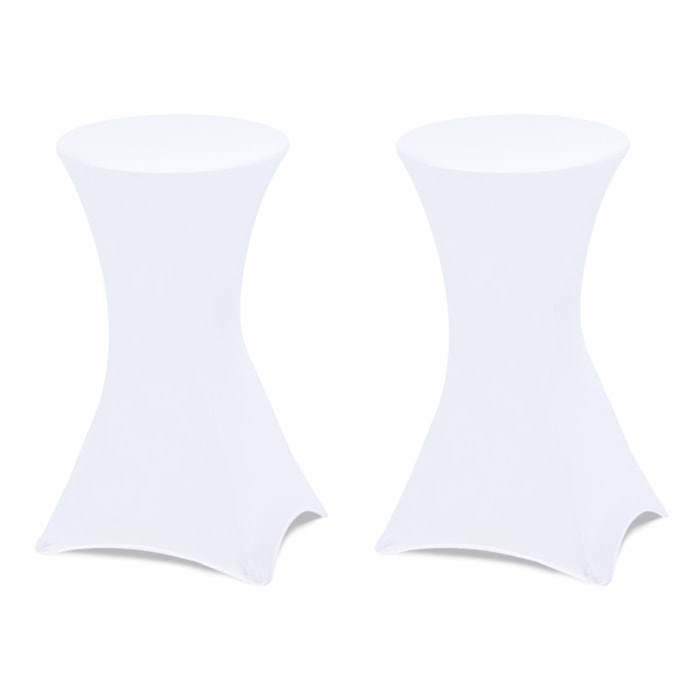 Tables hautes de réception pliantes 105cm + housses blanches - lot de 2