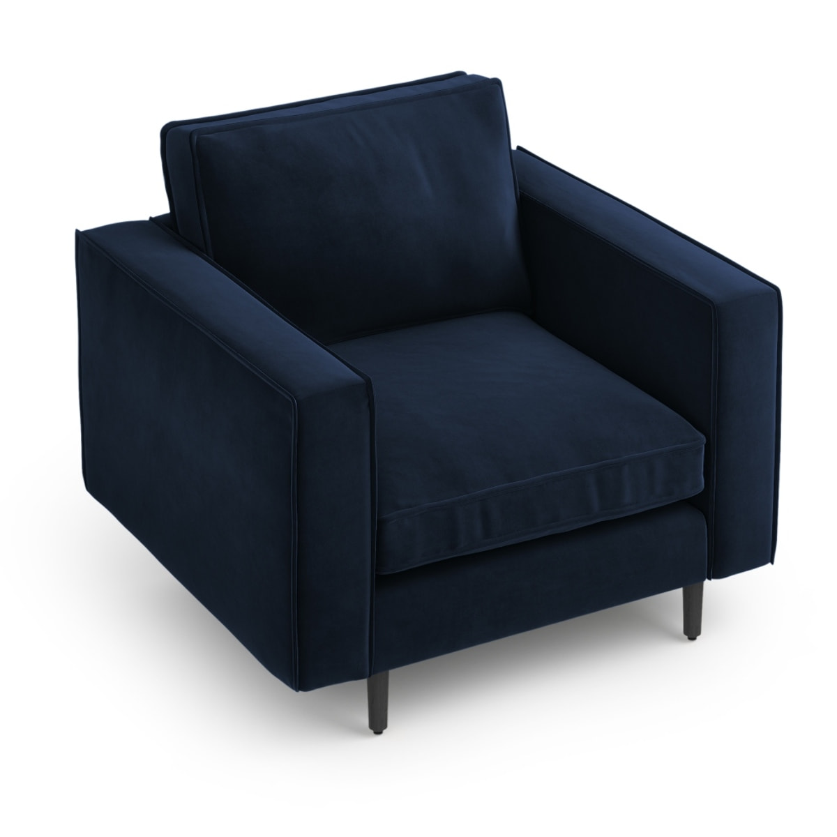 Fauteuil "Alexis" en velours bleu foncé