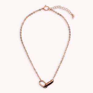 Collana Catena Rolo con Pendente Maglie Ovali Smaltate Nere