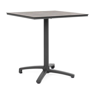 Tavolo da bar quadrato LAREDO in alluminio antracite e HPL tortora, pieghevole e impilabile, 70×70×74 cm