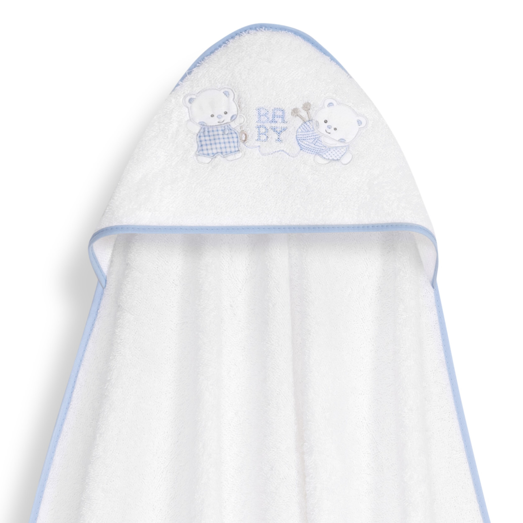 Capa Baño 1X1 Mod Ositos Baby Juguetones + Gorro Bco/Azul