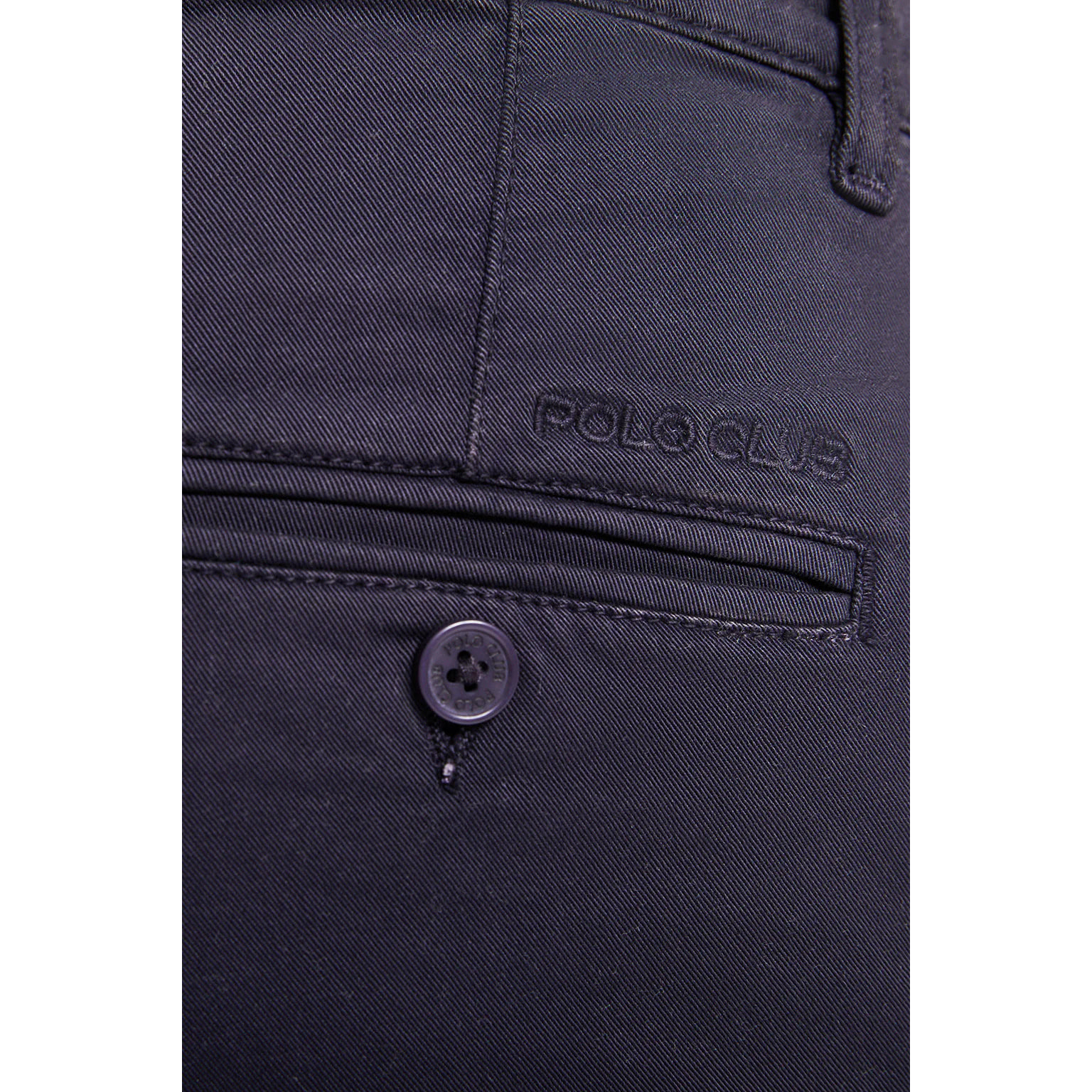 Pantaloni casual blu slim con logo Polo Club sulla tasca posteriore