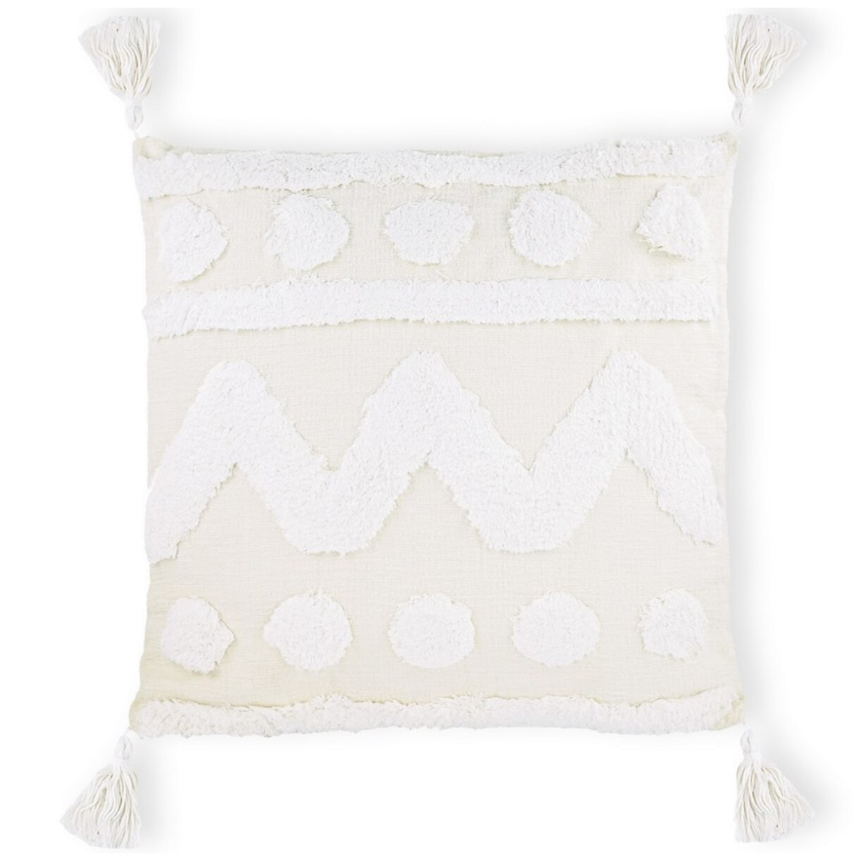 Cuscino con decoro bianco 4 nappe bianco 45x45 - Prism