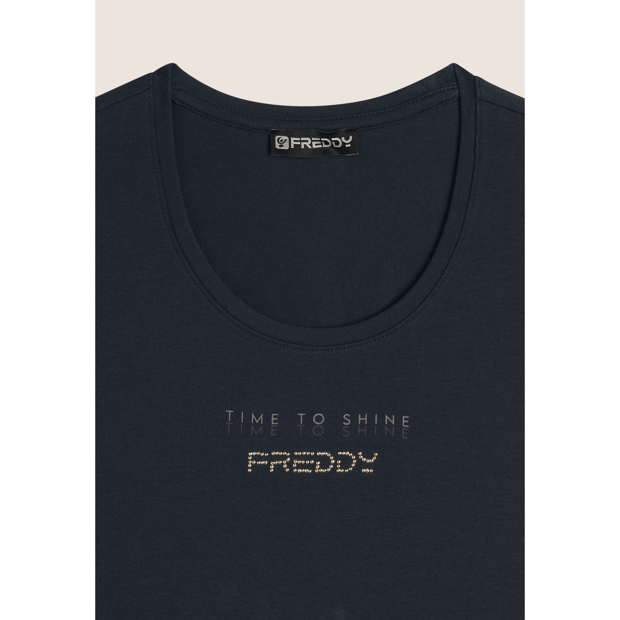 T-shirt in jersey stretch con grafica bicolore