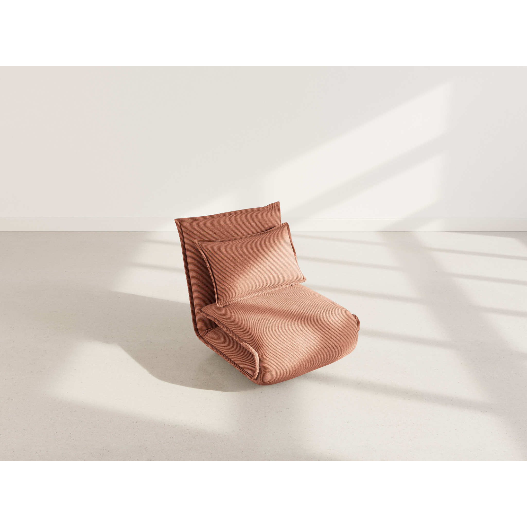 Candice - Banquette 1 place convertible clic-clac en velours côtelé - Terracotta