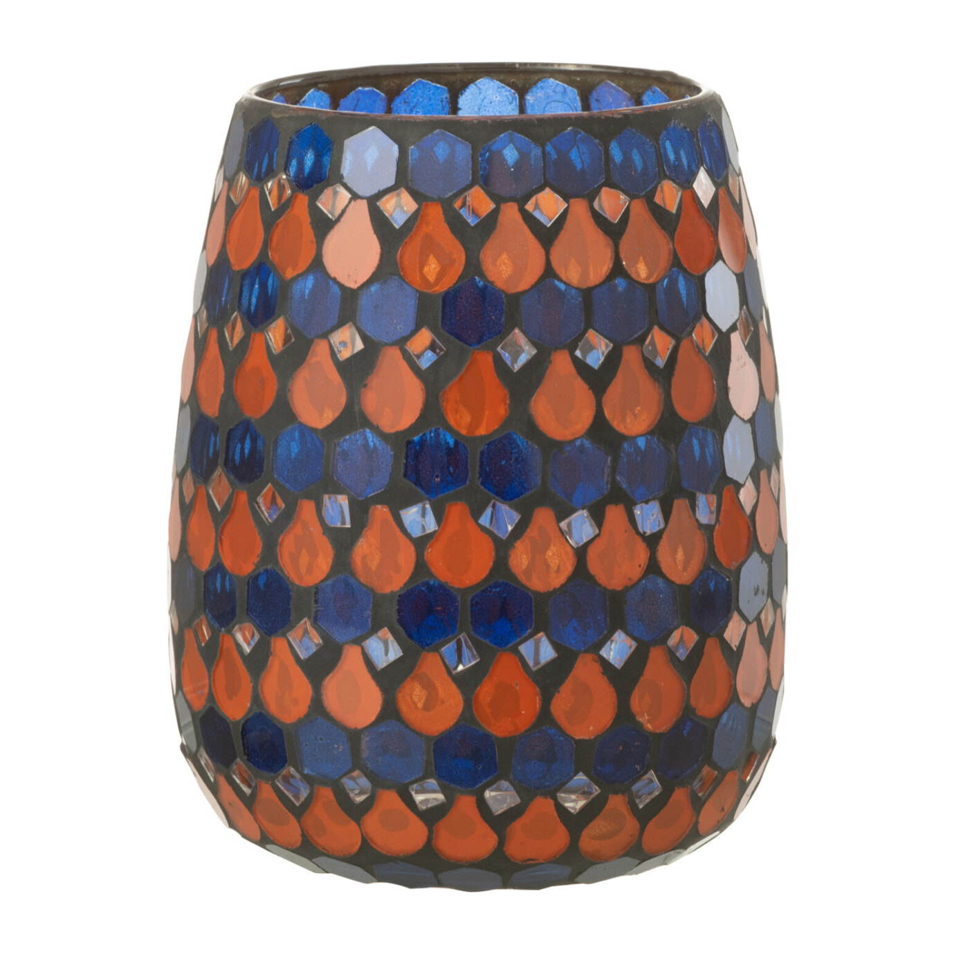 J-Line photophore Mosaic Goutte - verre - orange/bleu - medium