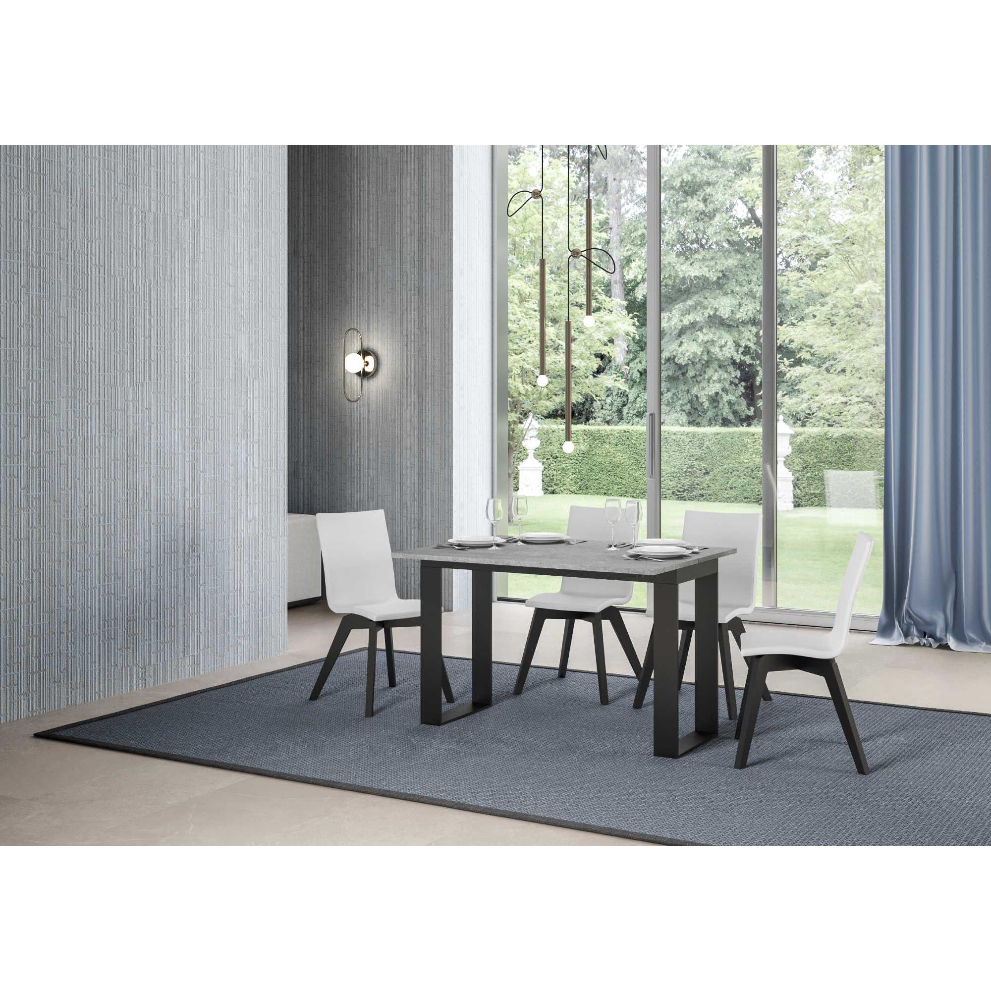 Tavolo apribile 120/200x45/90 cm Tecno Double Cemento telaio Antracite