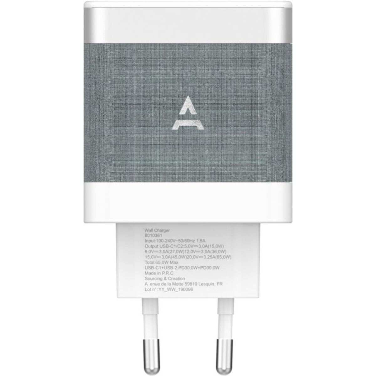 Chargeur ADEQWAT 65W charge rapide 2 USB-C